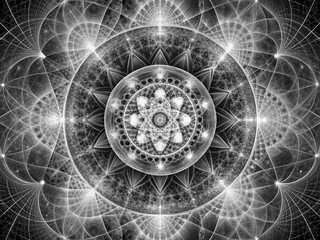 Poster - Monochrome Geometric Abstract Art: Cosmic Circles and Shapes