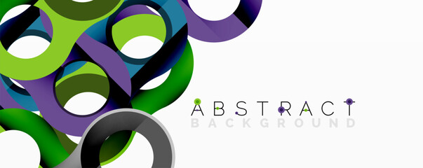 Poster - Abstract geometric pattern with interlocking circular and tubular shapes featuring smooth gradients, sharp contrasts, and dynamic layering