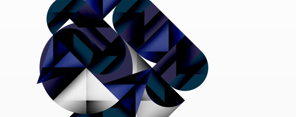 Aufkleber - Modern abstract composition with layered circles and angular segments featuring gradients, transparency effects, and a structured geometric layout