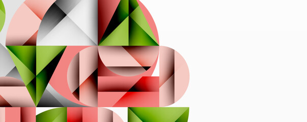 Poster - Modern abstract composition with layered circles and angular segments featuring gradients, transparency effects, and a structured geometric layout