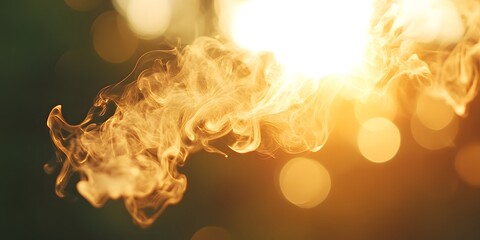 Poster - Soft Golden Smoke Wisp Against Bright Sunlight in Natural Setting