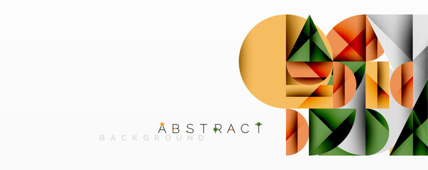Aufkleber - Modern abstract composition with layered circles and angular segments featuring gradients, transparency effects, and a structured geometric layout