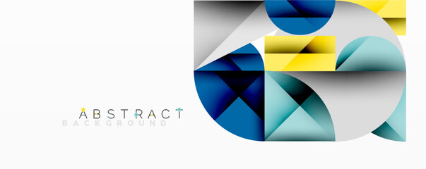 Aufkleber - Modern abstract composition with layered circles and angular segments featuring gradients, transparency effects, and a structured geometric layout