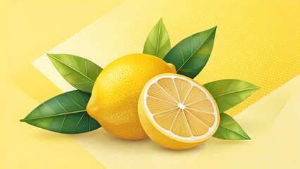 Poster - Minimalist Geometric Lemon Illustration: Fashionable Citrus Graphic Design