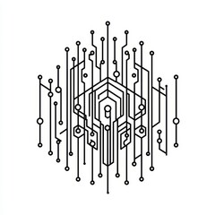 Poster - Detailed network architecture displaying interconnected lines and nodes that depict technological connectivity