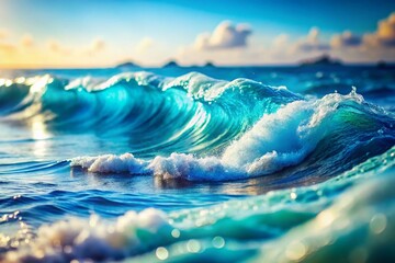 Poster - Miniature Blue Ocean Wave Pattern, Tilt-Shift Photography, Abstract Background