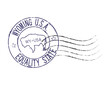 © Dusan - A postal rubber stamp WYOMING U.S.A. with the state symbol in the middle. Retro seal for letter envelopes, greeting cards, passport, parcels.