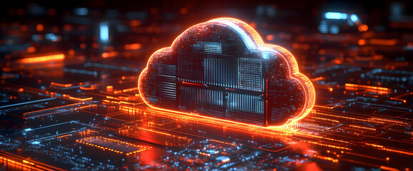 Poster - Abstract Glowing Cloud Technology Design