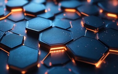 Aufkleber - Sleek abstract 3D digital hexagonal background with generative AIinspired design, glowing edges, and futuristic digital atmosphere