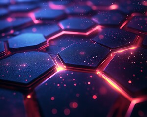 Poster - Dynamic abstract 3D digital hexagon background with generative AI elements, glowing edges, and a sleek, techinspired color palette