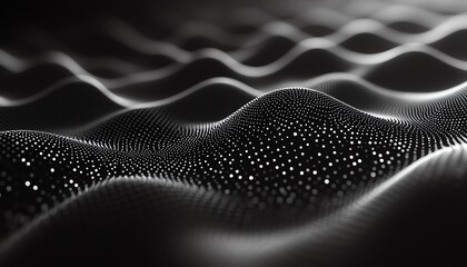 Fototapete - Futuristic big data network connection design with black background, 3D hexagonal honeycomb landscape, and advanced digital wideangle perspective
