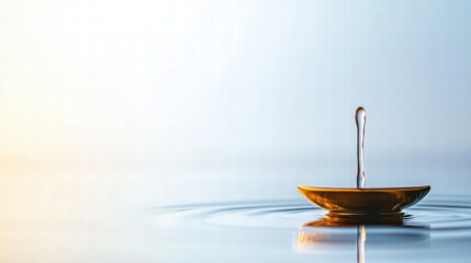 Poster - Crystal clear drop of water resting on a leaf highlighting nature's beauty and freshness