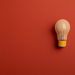 Poster - A light bulb resting on a vibrant red wall, creating a striking contrast with bright illumination