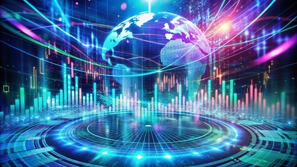 Poster - Long Exposure Hologram of Financial Data & Charts for Business Strategy