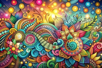 Poster - Intricate Doodle Art Background: Bokeh Effect for Branding Projects