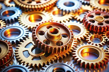 Poster - Interlocking Metallic Gears: Precision Machinery & Mechanical Engineering