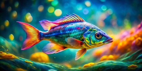 Poster - Impressionistic Fish: Underwater Dreamscape, Ethereal Aquatic Life, Artistic Documentary Photography