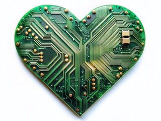 Poster - heart-shaped circuit board: abstract technology stock photo