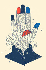 Poster - Artistic Hand Illustration: An artistic illustration of a hand, decorated with colors and patterns