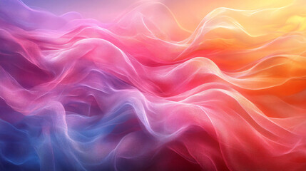 Poster - A vibrant, flowing abstract design with soft gradients of pink, purple, and orange, evoking a sense of motion and tranquility.