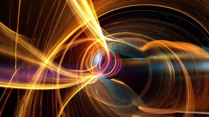 Poster - Scope scanning with light trails illustrating advanced technology in an abstract manner, scope scanning with connections over light trails on black background