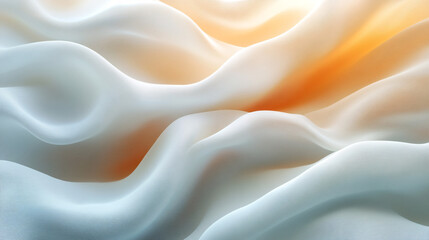 Poster - A soft, flowing abstract image featuring gentle waves of fabric in white and warm tones, creating a serene and calming atmosphere.