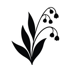 Poster - Lily of the Valley Silhouette Elegant Floral Botanical Illustration