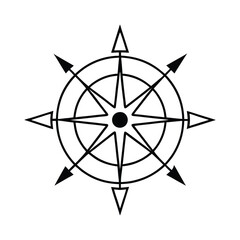 Poster - Eight Pointed Compass Rose Navigation, Direction, Guidance, Exploration, Travel, Adventure, Symbol, D