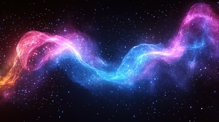 Poster - Abstract cosmic nebula with vibrant pink, blue, and orange hues swirling in a dark space background.