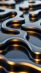 Poster - Abstract texture with smooth black curves reflecting subtle light in an artistic design