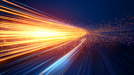 Aufkleber - A vibrant display of light streaking across a dark background, creating a sense of speed and motion with luminous particles