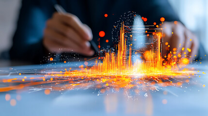 Poster - A digital representation of data visualization with vibrant colors, depicting trends and analytics on a futuristic interface