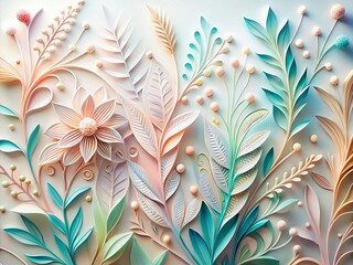 Poster - Elegant Paper Art Plant Doodle Wallpaper: Long Exposure Photography