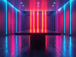 Aufkleber - sleek futuristic showcase in vibrant neon lighting