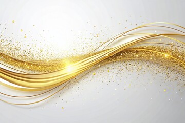 Poster - Elegant Gold Glitter Abstract Line Art Hand Drawn Background