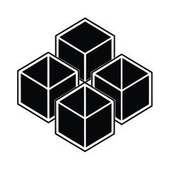 Poster - Four Interlocking Black Cubes Geometric Abstract Design Element