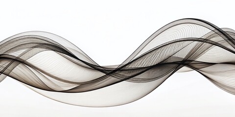 Poster - Elegant Abstract Black Squiggle Lines, Minimalist Wave Pattern, Dynamic Design, White Background Stock Photo