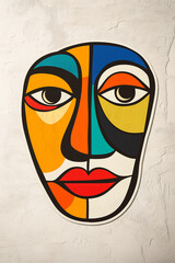 Poster - Abstract Expression: A captivating close-up of an abstract face composed of bold, primary colors, with geometric shapes and clean lines. This artwork, full of artistic expression.
