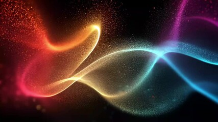 Poster - Data processing visualization with vibrant colors and abstract patterns against dark background, data processing on black background