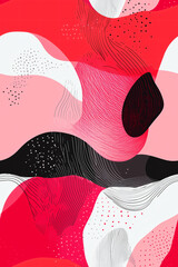 Poster - Abstract Wave Pattern: A dynamic and colorful abstract wave pattern. It showcases an interplay of bold red, soft pink, and black creating an eye-catching visual experience.
