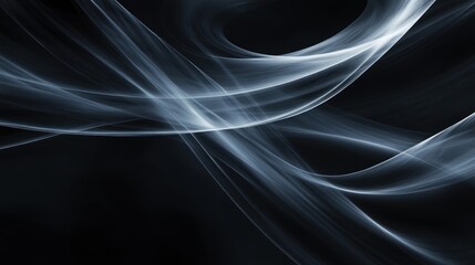 Poster - Abstract grayscale flowing lines on dark background.