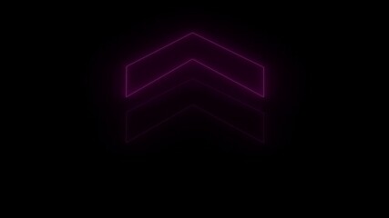 Poster - Glowing purple neon up arrow icon animation, up arrow indicates Money, growth business, economy, finance and success concept