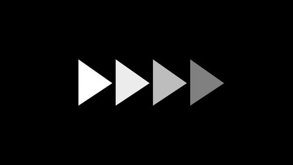 Fast forward white symbols icon symbol animation on black background. Fast forward sign moving forward