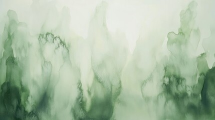 Aufkleber - Abstract green watercolor painting with soft, flowing textures and subtle color variations.