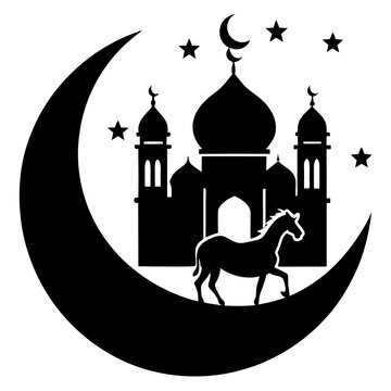 Eid Mubarak silhouette vector icon white background