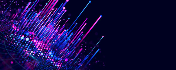 Poster - big data complex graph. quantum computing universe. cyber space of ai technology. futuristic graph. 
