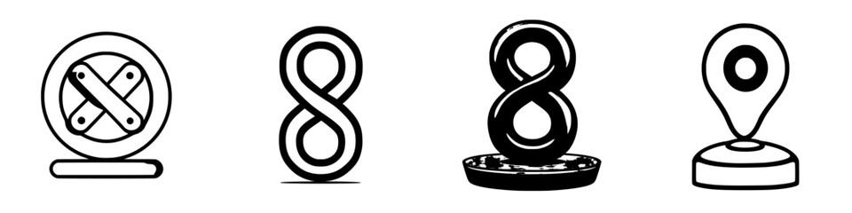 Poster - symbols representing the concept of infinity and location in a minimalist style with a monochrome de