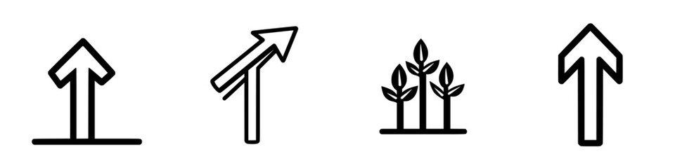 Poster - Various upward arrow icons depicting direction and growth in a minimalistic design suitable for various applications