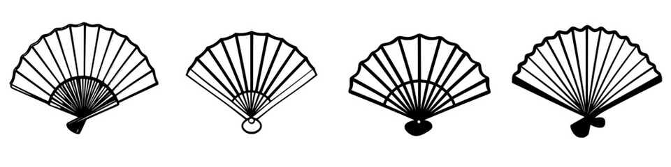 Poster - Different styles of decorative hand fans displayed in a collection showcasing their unique designs and craftsmanship