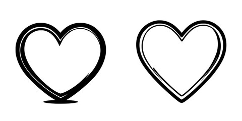 Poster - Unique heart outlines showcasing different artistic styles in a simple black and white design